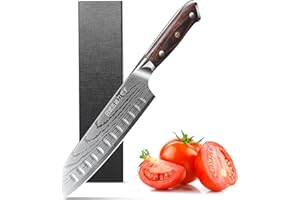 PLYS Coltello Santoku Coltello giapponese lunghezza lama 17,6 cm realizzato in acciaio al carbonio tedesco estremamente affilato