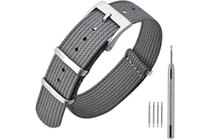 ANNEFIT Nylon Watch Strap 16mm 18mm 20mm 22mm, One-Piece Waterproof Military Watch Band with Heavy Buckle