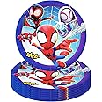 16PCS 7Inch Paper Plate Spider Theme Tableware Spiderman Superhero Party Tableware for Kids Birthday,Superhero Spider-Man Cartoon for Boys Birthday Party Supplies Superhero Spider Theme Party Favor
