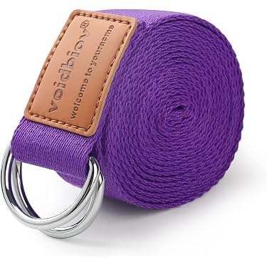 Sangle De Yoga Extensible 8 Trous – Coton – Bleu – Pour étirements Et Exercices à Domicile