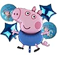 HIGHLAND 5 Pc Peppa Pig George Balloons for Peppa Pig Birthday Decorations – George Pig Balloons – George Pig Birthday Decorations Party Supplies for Boys – Kid’s Party Balloons