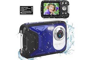 Heegomn Appareil Photo numérique étanche pour Enfants, 16MP Full HD 1080P, Zoom numérique 8X, caméra sous-Marine pour Adolescents/débutants (Bleu)