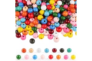 HDHGXUJRD 300 Stück Holzperlen Bunt, 12mm Holzkugeln mit Loch zum Auffädeln für DIY Armbänder Schmuck Halsketten Anhänger
