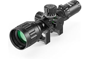 UUQ 3-9x32 Tactical Rifle Scopes,Front AO (Parallax Adjustment) Red Green Illuminated, Mil-dot Reticle,Locking/Hold Zero Turrets, High Profile Mount Rings
