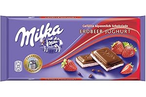 Milka Strawberry Yoghurt, Chocolate, 100 g, Pack of 5 x 100 g