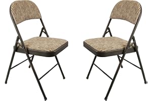 META FURNITURE Meta Steel Frame with Fabric Seat Padded Office Work Study Party Dining Folding Chair (2, Beige)