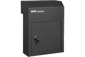VEVOR Inbyggd brevlåda för dörr, 304 x 150 x 405 mm, genom dörren, 43 mm, robust stål, nyckellås för brev, checkar, nycklar, hem, kontor