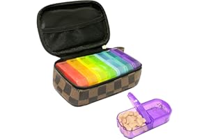 Shudyear Weekly Pill Organizer PU Leather case 2 Times a Day, 7 Day AM/PM Pill Case Portable Travel Pill Box with Storage Bag for Hold Vitamins, Supplements, Medications and Fish Oils (Coffee)