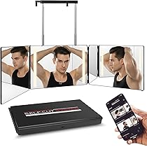 Specchio Da Barbiere A 5 Vie Con Luci LED 3 Colori Regolabili E Altezza Regolabile, Pieghevole, Per Taglio Capelli E Trucco - 2