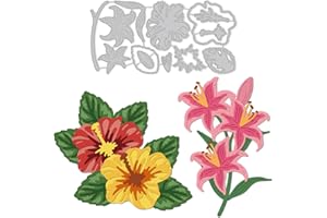 GLOBLELAND Fustelle Fiori Metallo Taglio Muore Giglio e Ibisco Taglio Muore Stencil Modello Fustelle in Metallo per Carta e Scrapbooking Decor