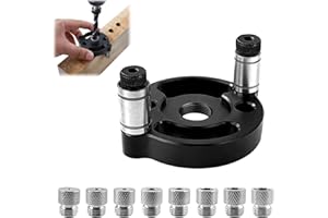 JREHUIG Localizzatore di Perforazione, con 8 Boccole di Perforazione 3/4/5/6/7/8/9/10mm, Verticali Dima per Spinatura Legno, Attrezzi per Legno, per Legno Massiccio, Legno Duro