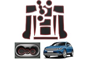 GAFAT Compatible with Rubber Mats for Tiguan 2 2016-2022/Seat Tarraco 2019-2022, Non-Slip Mats for Centre Console Armrest, Cup Holder, Door Seam (Red)