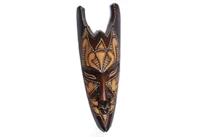 One World is Enough 30cm Indigenous African Style Borneo Tribal Spike Hand Carved Wooden Tribal Mask - Fair Trade