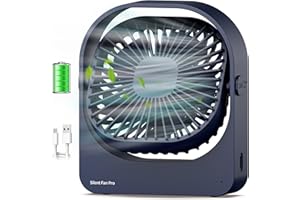 WOWDSGN Tischventilator USB Akku, Wiederaufladbarer Ventilator Klein mit Starkem Luftstrom, Leisem Betrieb und 3 Geschwindigkeiten - Ideal für zu Hause, im Büro und unterwegs (Dunkelblau)