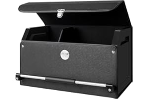 awoawo Kofferraum Organizer, Kofferraumtasche,Zusammenklappbarer Auto Organizer Kofferraum mit Fächern,Klappbarer Deckel und stabilem Handgriff,Rutschfester Boden (52 * 29 * 31,Schwarz)