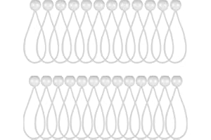 Dreamtop White Bungee Balls 25 Pack 6Inch,Ball Bungees Cord,Bungee Marquee Canopy Tarp Tie Down Cord,Bungee Cords Tent Toggles for Gazebos Camping Tents Tarpaulin