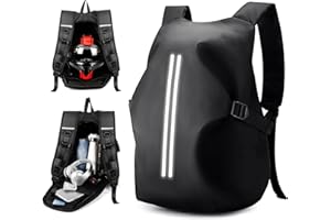 WEPLAN Sac a Dos Moto Etanche Sac à Dos pour Casque de Moto Sac Moto Homme Sac à Dos Coque Rigide Sac à Dos Vélo Réfléchissant Sac à Dos Randonnée Homme Femme Sangle Transport Casque Moto,Noir L