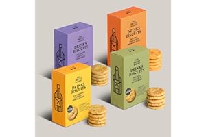 The Drinks Bakery Discerning Drinker’s Gift Set - Luxury Biscuits Expertly Paired with Drinks - Award-Winning Savory Snacks as Seen on Dragons’ Den - Made in Scotland - 4 x 110g Pack.