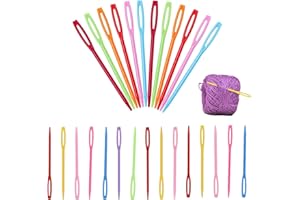 BDBF 100 Pcs Plastic Hand Sewing Needles,7cm/2.7inch Hand Sewing Needles,Multicolor Big Eye Sewing Needles,Learning Needles,Big Eye Sewing Needles for DIY Sewing Handmade Crafts
