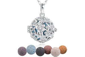 INFUSEU Bisuteria Mujer, Colgante Aromaterapia Collar Aroma Plateado Difusor Aceites Esenciales Joyeria Personalizada Joyas De Mujer