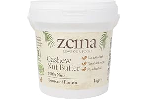 ZEINA LOVE OUR FOOD Zeina Cashew Butter (1Kg) - Roasted Smooth Cashew Nut Butter with Source of Protein, Vegan Approved and Gluten-Free for Healthy Snacks, Home Cooking and Baking
