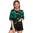 London Hills tie dye Tshirt for Women Oversized t Shirts for Women Drop Shoulder Tshirt Pure Cotton Half Sleeve T-Shirt Green Black