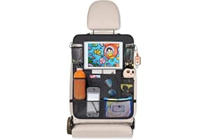 HONZUEN Organisateur de Voiture Enfant, Imperméable Organiseur Voiture avec Compartiment pour Tablette et 8 Poches, Protege Dossier Voiture Arriere, Protection Siege Organisateur Voiture Enfant
