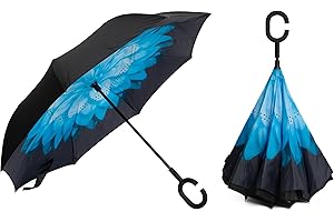 Braty Decorations Seitenverkehrter Stockschirm, Innovativer Regenschirm, Doppelschichtiger Regenschirm, Umgekehrter Regenschirm, Regenschirm mit C-förmigem Griff