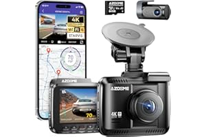 AZDOME Dashcam Cámara Coche 4K+1080P, WiFi &GPS, 2.4' IPS Dash CAM Coche con Tarjeta SD de 64GB,Camara Coche Grabadora,170° Gran Angular,Visión Nocturn,WDR,Sensor G,Monitor de Aparcamiento