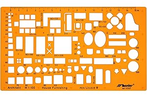 ‎LENIAR Architektur Schablone 1:100 - Schablone Sanitär 1:100 - Möbel Zeichenschablone Innenarchitektur - Technische Zeichenschablone - Architektur Schablonen für Technisches Zeichnen - Sanitär Symbole