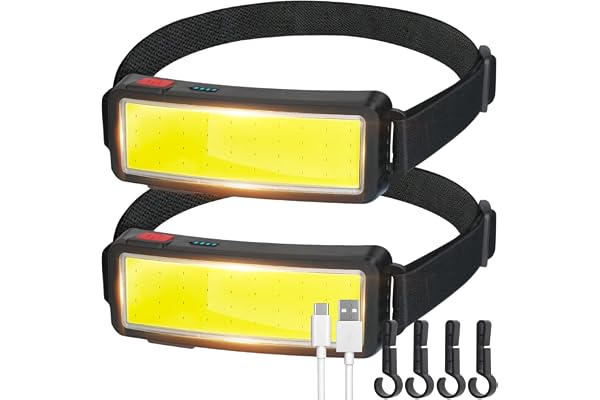 DARKBEAM LED Frontlampa Ficklampa USB Uppladdningsbar COB Projektor | Vattentät Ljus Strålkastare - Bilunderhåll och konstruktion - Hjälmarbetsljus - Cykling Utomhusfiske, 2 paket
