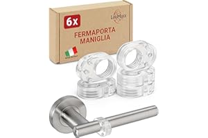 LouMaxx Fermaporta per Maniglia, 6 pezzi Transparente, Gommino Paracolpi, Tampone Proteggi Finestre