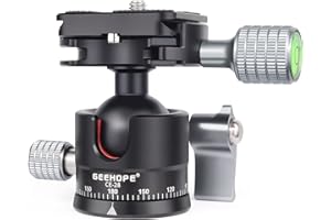 GEEHOPE CE-28 Niedrigprofil-Stativ-Kugelkopf Universal 360 Panoramakugelkopf aus Metall für DSLR Kamerastativ Einbeinstativ Camcorder Schieberegler mit Arca Swiss Platte 28mm Kugel Belastung 5kg