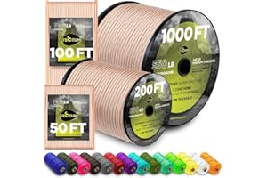 TECEUM Paracord Type III 550 Beige – 15 m – 4mm – Tactical Rope MIL-SPEC – Outdoor Para Cord – Camping Hiking Fishing Gear and Equipment – EDC Parachute Cord – Strong Survival Rope (50ft) 366