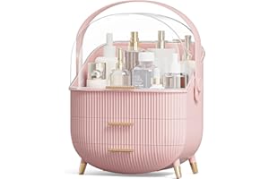 Warmiehomy Multi-Function Make Up Case Dustproof Cosmetic Storage Box, Organizer Skin Care Products Jewelry Organizer skin care organiser for Bedroom Bathroom Desktop (Pink)