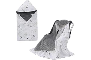 LAT LEE AND TOWN LAT Baby Car Seat Blanket, Universal baby Swaddling Blanket,Baby Boy Girl Hooded Cosy Toes,Double Layer Cotton Warm Blanket Wrap for Car Seat, Pushchair, Pram, Buggy, 90 x 90 cm (Panda)
