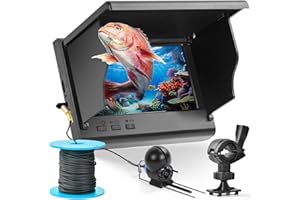 ZHFEIIRU Fish Finder Underwater Fishing Camera, Infrared Night Vision, Wide Angle, IP65 Waterproof, with 4.3 Inch IPS Display, for Ice, River and Boat