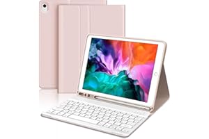WINCHKING Tastiera per iPad 9 Generazione, Custodia con Tastiera per iPad 9 10.2", Cover Bluetooth Magnetica Staccabile Tastiera per iPad 9/8/7 Generazione 10.2, iPad Air 3, Rosa chiaro