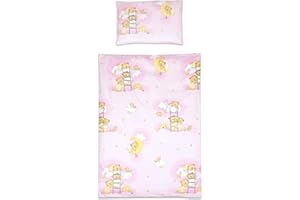 Baby Comfort 2 Piece Duvet Cover & Pillowcase Bedding Set 150x120 cm for Toddler Junior Cot Bed (Ladders Pink)