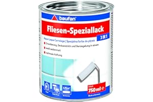Baufan 3in1 vernis spécial pour carrelage blanc satiné - vernis pour carrelage pour salle de bain, cuisine et intérieur, peinture pour carrelage pour couche de finition, couche de fond, vitrification