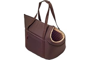 BOUTIQUE ZOO Torba dla psa, torba dla szczeniaków - brązowa beżowa/Minky, rozm. S, do 5 kg - torba do przenoszenia małych i średnich psów, szczeniaków, kotów