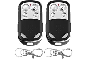 TOALUEA 2 Piezas Mando Garaje 433MHz, Universal Mando Clonador 4 Botones Código Fijo, 433MHz Controles Remotos Botones con Letras, Mando Parking para Puerta de Garaje Automática