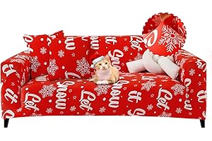 Jaotto Funda para Sofa 3 Plazas Funda Cubre Sofa Ajustable Fundas de Sofá Elasticas Extraíbles Lavables Antideslizante Protector Cubiertas de Sofá con Brazos de Sala de Estar,Navidad Copo de Nieve