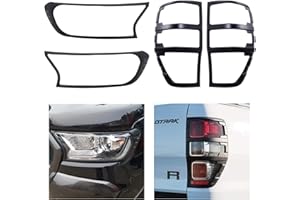 JHCHAN Juego de Cubierta de faro y Cubierta de luz trasera para Ford Ranger Wildtrak 2015-2022, T7 T8 XL XLT Limited Wildtrak Platinum Raptor MK2 MK3(2015-2022 Faros y Luz Trasera)