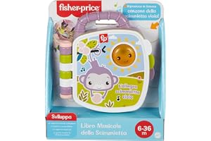 Fisher-Price - The Monkey Viola Songs Book med ljus och ljud för lärande, italiensk version, barnleksak, 6+ månader, JFN06