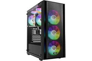 GAMDIAS Aura GC2 Elite ARGB Boîtier PC Gamer ATX Tour Moyenne, Panneau Frontal en Maillage pour Le Flux d'air, 4 Ventilateurs ARGB de 120 mm Inclus, Panneau Latéral en Verre Trempé, Noir