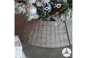 DAWSONS LIVING Wicker Christmas Tree Skirt - Natural Wicker Christmas Tree Trunk Basket Guard - Ideal for Trees 7ft and Below (57cm)