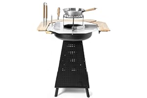 Gartenfreude Plancha Barbecue à charbon avec brasero 2 en 1 avec accessoires Noir l 101 x H 118 x P 86 cm
