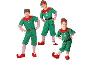 riou Ropa Navidad Familia Conjunto Traje de Elfo Navideño Adultos Niños 2-18 años Chica Duende Iguales a Juego