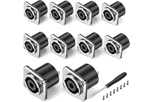 GCTBL 10Pack Speakon conector hembra de montaje en panel de audio amplificador de altavoces Jack cuadrado adaptador de metal para Neutrik Speakon NL4MP NL4FC NL4FX NL2FC
